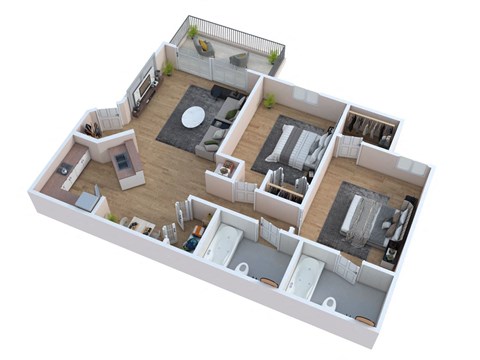 bedroom floor plan of a 2100 sq ft apartment